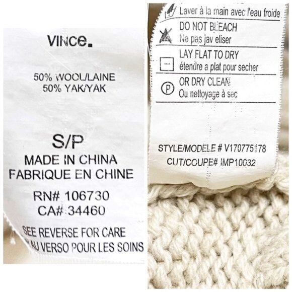 Vince Tan Wool & Yak Blend waterfall Open Cardigan Small - Picture 8 of 9